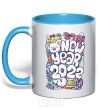 Mug with a colored handle Mouse New Year 2022 sky-blue фото