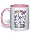 Mug with a colored handle Mouse New Year 2022 light-pink фото