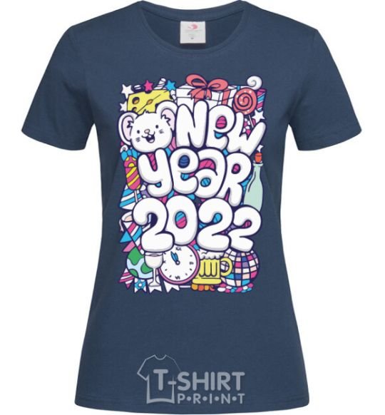 Женская футболка Mouse New Year 2022 Темно-синий фото