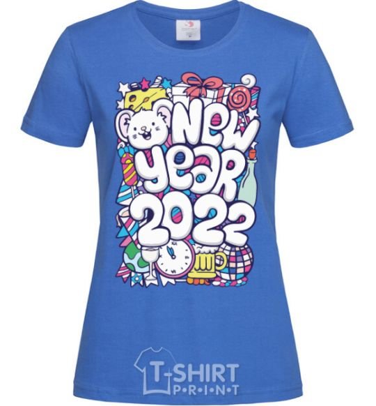 Women's T-shirt Mouse New Year 2022 royal-blue фото