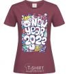 Women's T-shirt Mouse New Year 2022 burgundy фото