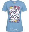 Women's T-shirt Mouse New Year 2022 sky-blue фото