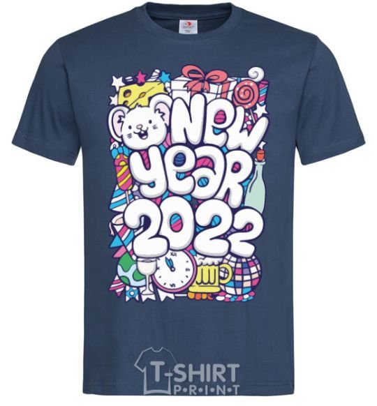 Men's T-Shirt Mouse New Year 2022 navy-blue фото
