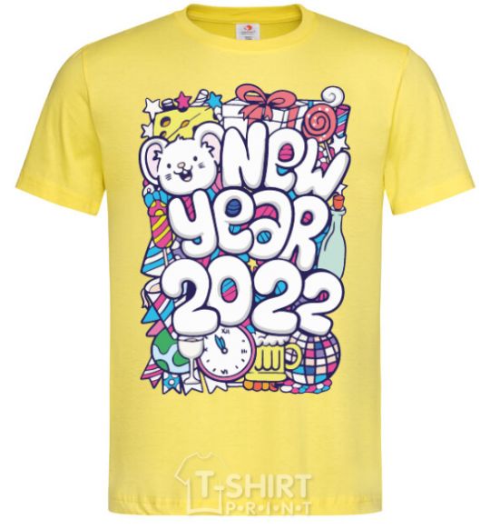 Men's T-Shirt Mouse New Year 2022 cornsilk фото