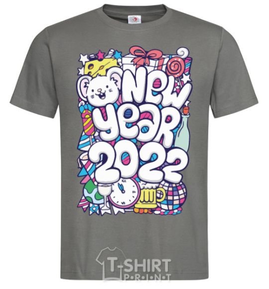 Men's T-Shirt Mouse New Year 2022 dark-grey фото
