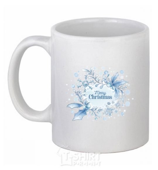 Ceramic mug Merry Christmas snow White фото