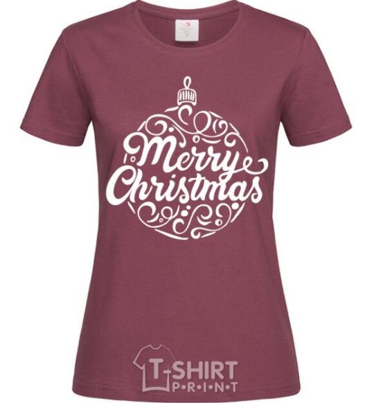 Women's T-shirt Merry Christmas toy burgundy фото