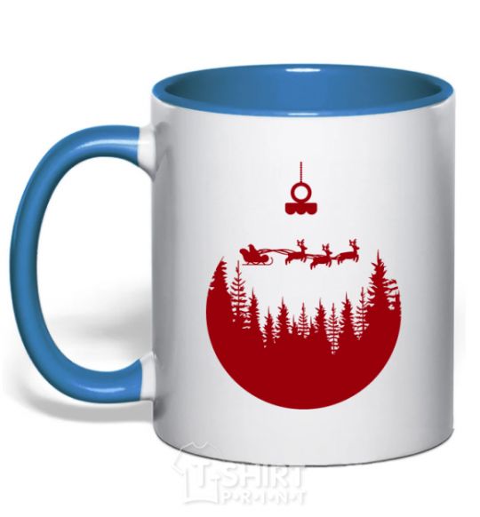Mug with a colored handle Toy Merry Christmas red royal-blue фото