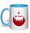 Mug with a colored handle Toy Merry Christmas red sky-blue фото