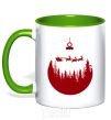 Mug with a colored handle Toy Merry Christmas red kelly-green фото