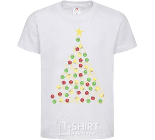 Kids T-shirt A garland Christmas tree White фото