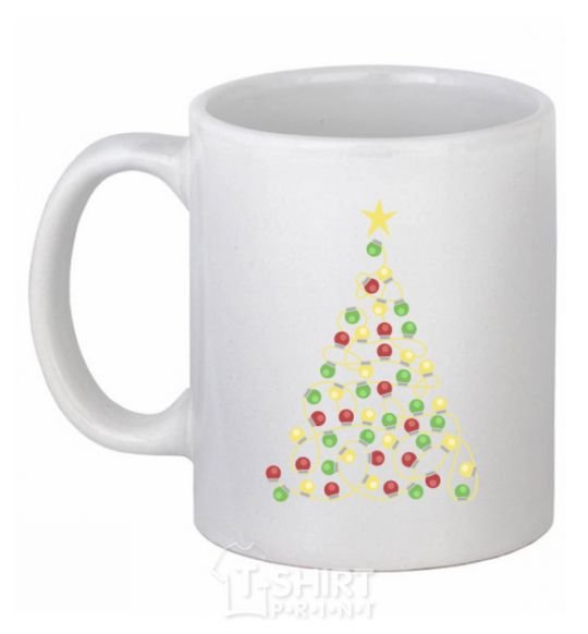 Ceramic mug A garland Christmas tree White фото