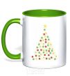 Mug with a colored handle A garland Christmas tree kelly-green фото