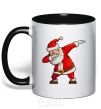 Mug with a colored handle Santa's dancing black фото