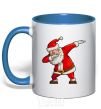 Mug with a colored handle Santa's dancing royal-blue фото