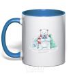 Mug with a colored handle Northern bear royal-blue фото