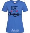 Women's T-shirt Merry little Christmas royal-blue фото