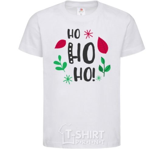 Kids T-shirt HO-HO-HO-HO leaves White фото