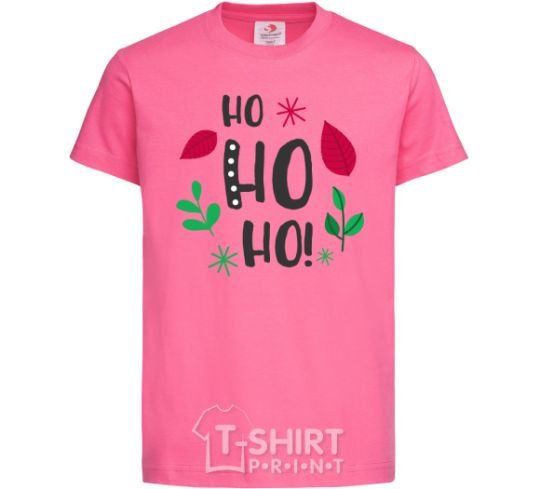 Детская футболка HO-HO-HO листики Ярко-розовый фото