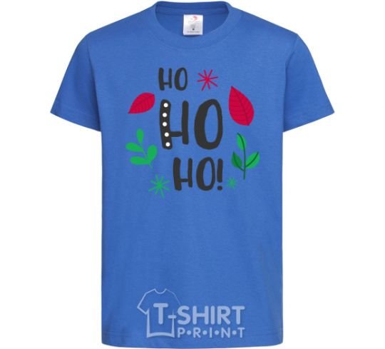 Kids T-shirt HO-HO-HO-HO leaves royal-blue фото