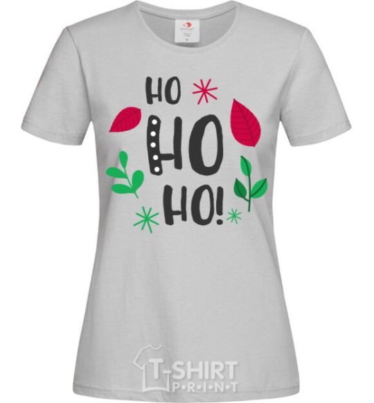 Women's T-shirt HO-HO-HO-HO leaves grey фото