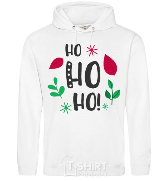 Men`s hoodie HO-HO-HO-HO leaves White фото