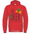 Men`s hoodie Oh deer cones bright-red фото