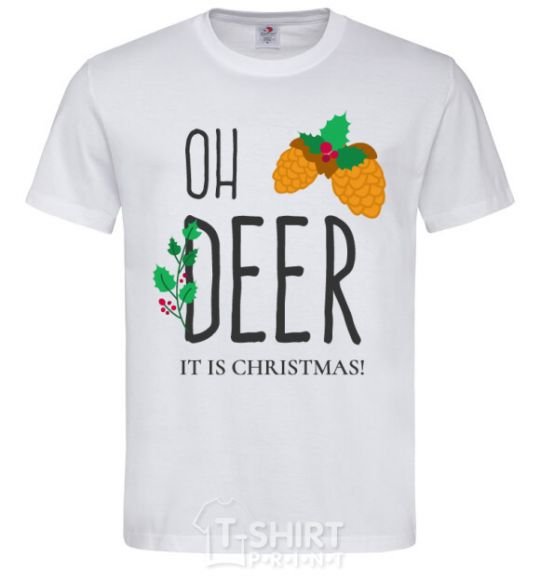 Men's T-Shirt Oh deer cones White фото