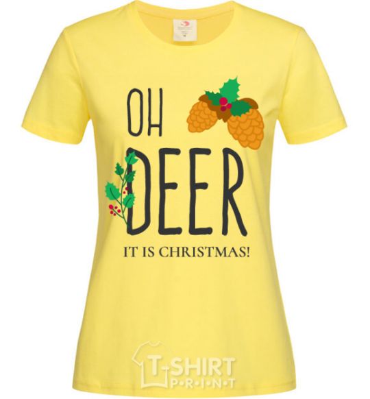 Женская футболка Oh deer шишки Лимонный фото