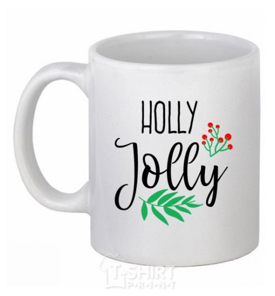 Ceramic mug Holly Jolly White фото