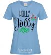 Women's T-shirt Holly Jolly sky-blue фото
