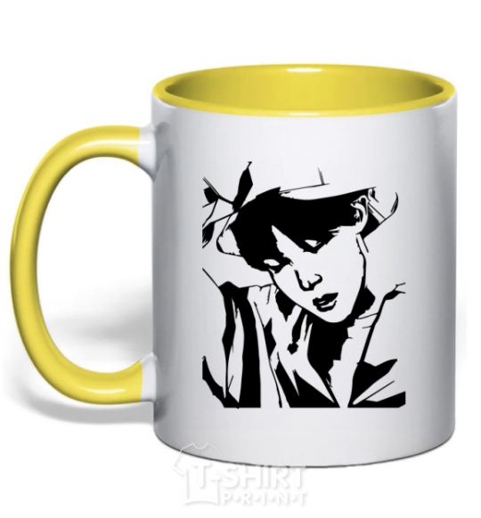 Mug with a colored handle Hoseok yellow фото