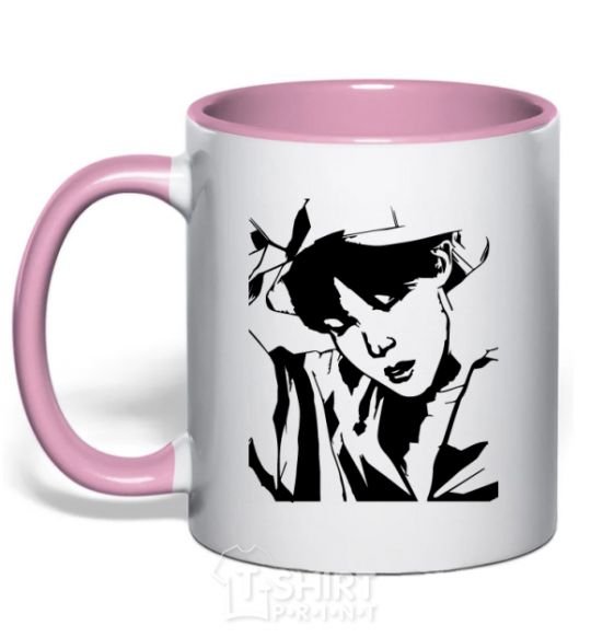 Mug with a colored handle Hoseok light-pink фото