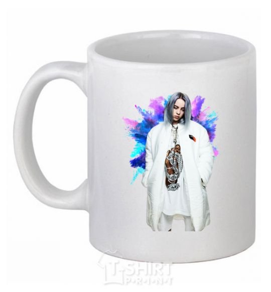 Чашка керамическая Billie Eilish splash Белый фото