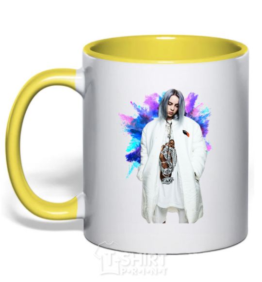 Чашка с цветной ручкой Billie Eilish splash Солнечно желтый фото