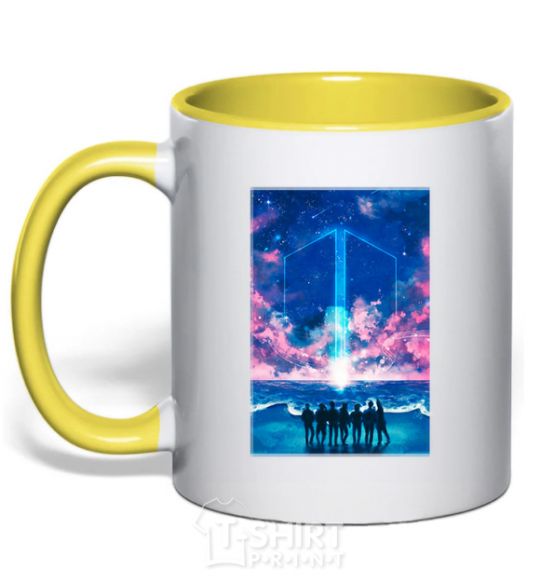 Mug with a colored handle BTS army yellow фото