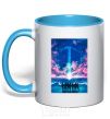 Mug with a colored handle BTS army sky-blue фото