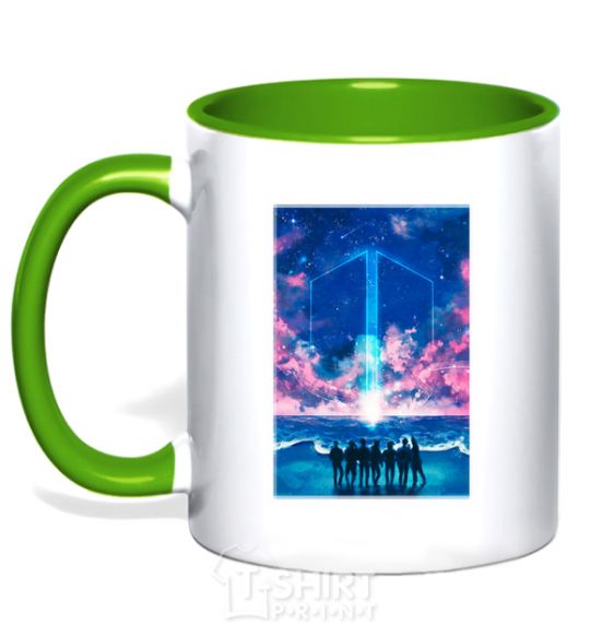 Mug with a colored handle BTS army kelly-green фото