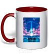 Mug with a colored handle BTS army red фото