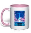 Mug with a colored handle BTS army light-pink фото