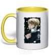 Mug with a colored handle Jongkook signature yellow фото