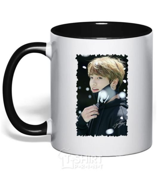 Mug with a colored handle Jongkook signature black фото