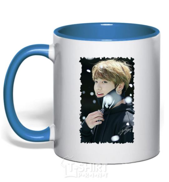 Mug with a colored handle Jongkook signature royal-blue фото