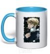 Mug with a colored handle Jongkook signature sky-blue фото