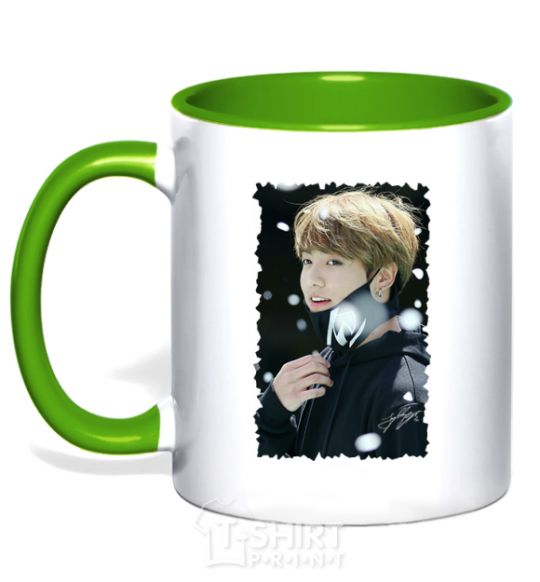 Mug with a colored handle Jongkook signature kelly-green фото
