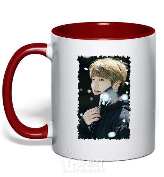 Mug with a colored handle Jongkook signature red фото