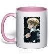 Mug with a colored handle Jongkook signature light-pink фото