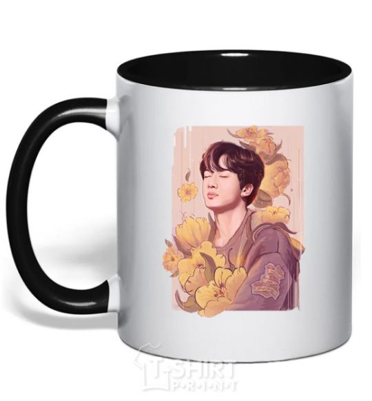 Mug with a colored handle Seokjin black фото