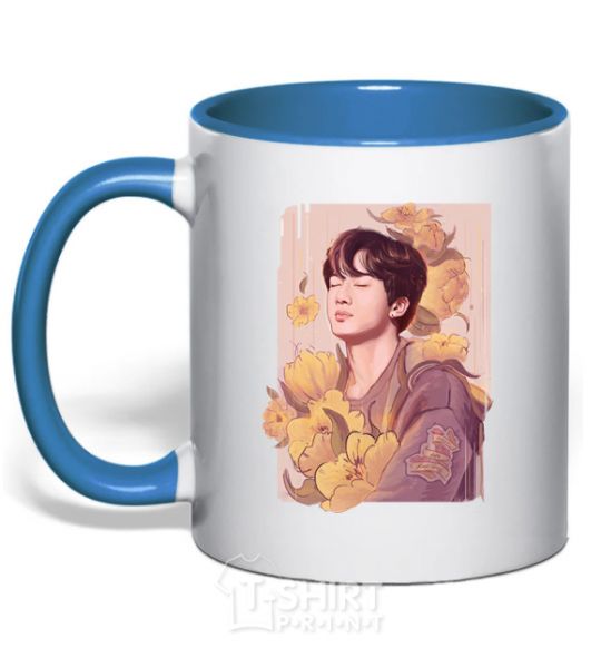 Mug with a colored handle Seokjin royal-blue фото