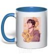 Mug with a colored handle Seokjin royal-blue фото